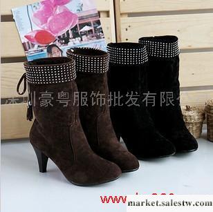 供應單鞋時尚女鞋 2011秋款女靴鉆飾后磨砂皮系高跟靴 休閑女靴- 179工廠,批發,進口,代購