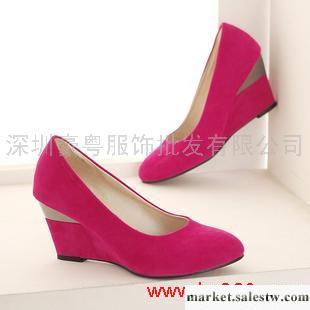 供應單鞋時尚女鞋 時尚休閑坡跟鞋 素面圓頭高跟單鞋 偏小大碼工廠,批發,進口,代購