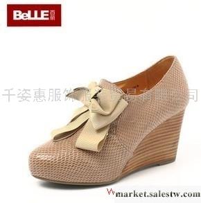 供應百麗2012春款女鞋 3WM20坡跟蛇紋皮單鞋 深口單鞋工廠,批發,進口,代購