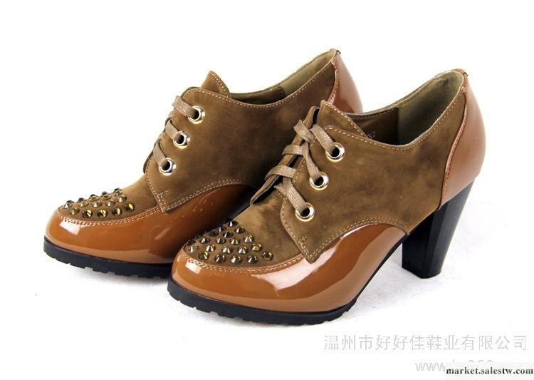 供應新款鉚釘拼接女單鞋 韓國公主高跟防水臺真皮單鞋女鞋工廠,批發,進口,代購