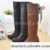 供應靴子 2011秋冬新品女鞋 時尚后系帶靴子 中跟圓頭長筒靴 PU皮女靴工廠,批發,進口,代購