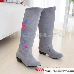 供應靴子 2011秋冬新品女鞋 時尚韓版中筒靴個性手繪低跟靴子 磨紗皮騎士靴工廠,批發,進口,代購