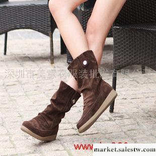供應靴子 2011秋冬新款短靴 韓版女鞋 磨砂皮平底棉靴子 休閑騎士靴 中筒靴工廠,批發,進口,代購