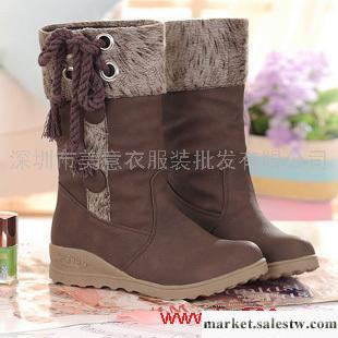 供應靴子 2011秋冬新品女鞋 甜美學院風休閑雪地靴 低跟系帶棉靴 中筒靴子工廠,批發,進口,代購