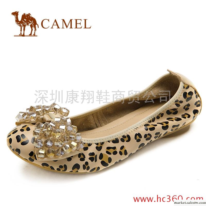 camel駱駝 女鞋 頭層牛皮 珠花 豹紋 時尚平跟休閑工廠,批發,進口,代購