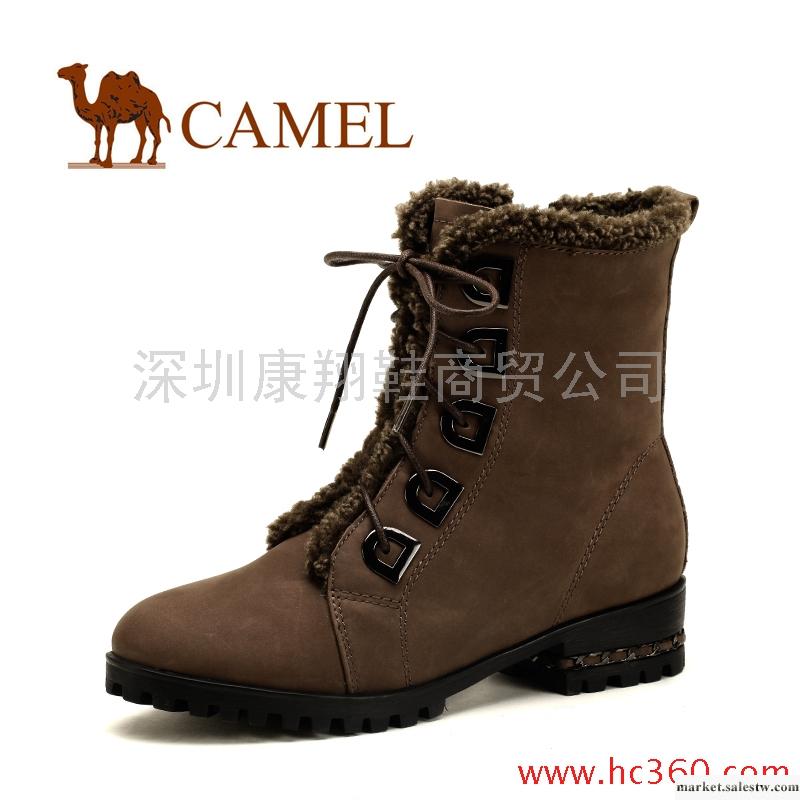新款！CAMEL駱駝 磨砂牛皮 女鞋 個性毛毛邊中筒女靴 馬丁靴 軍靴工廠,批發,進口,代購