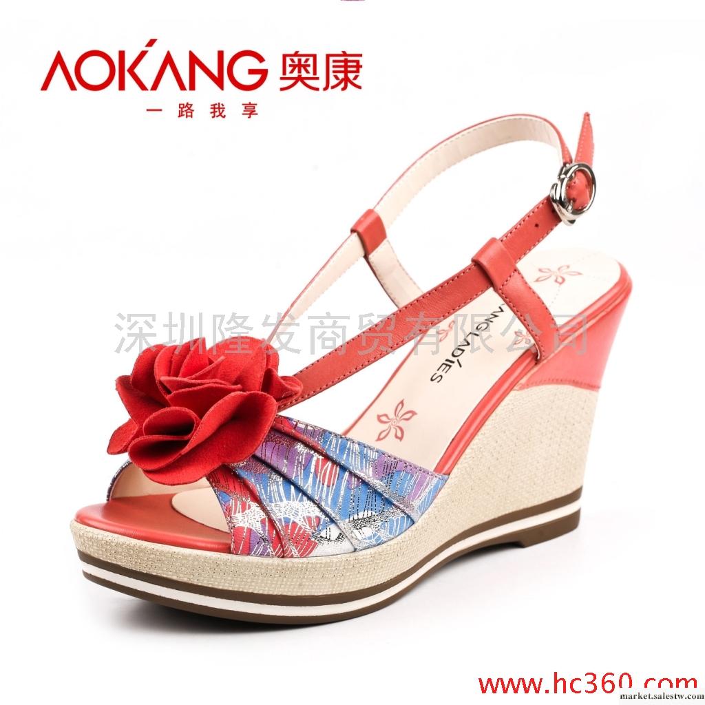 Aokang∕奧康 正品真皮 時尚百搭女涼鞋 休閑潮流 坡跟女鞋 1061工廠,批發,進口,代購