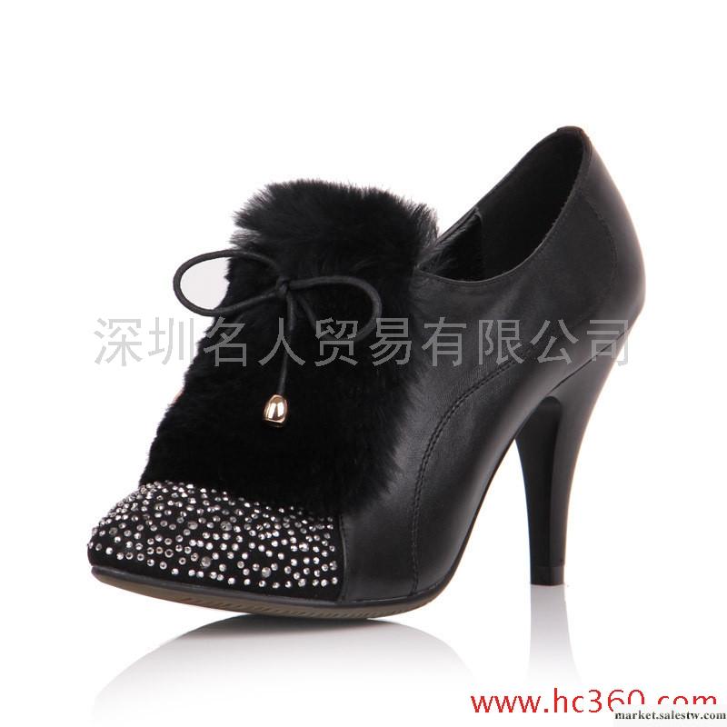 尚迪莎 2011新品5折 時尚兔毛真皮深口單鞋 水鉆超高跟女鞋E08工廠,批發,進口,代購