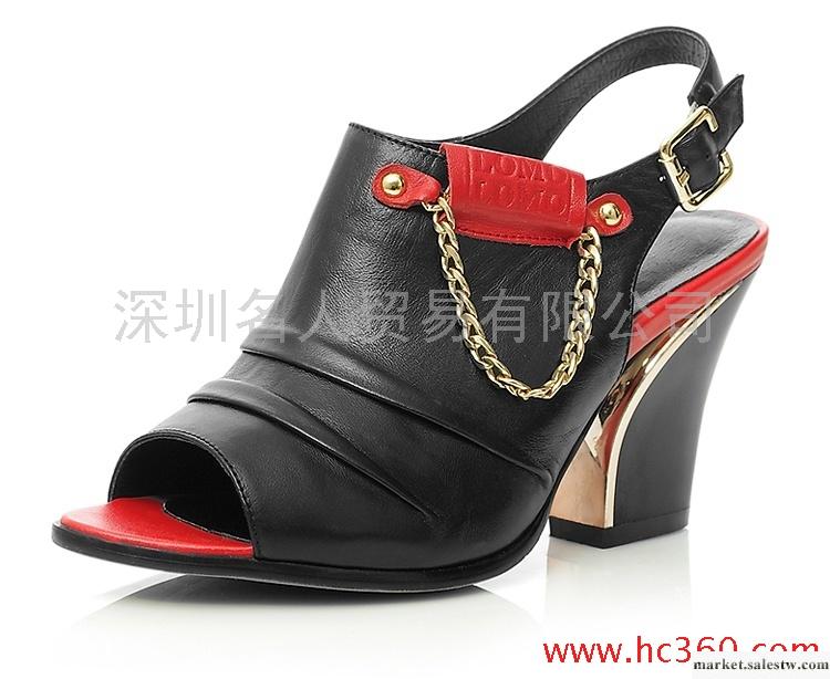 尚迪莎2012夏季新品歐美魚嘴粗跟涼鞋 牛皮高跟羅馬真皮女鞋3327工廠,批發,進口,代購