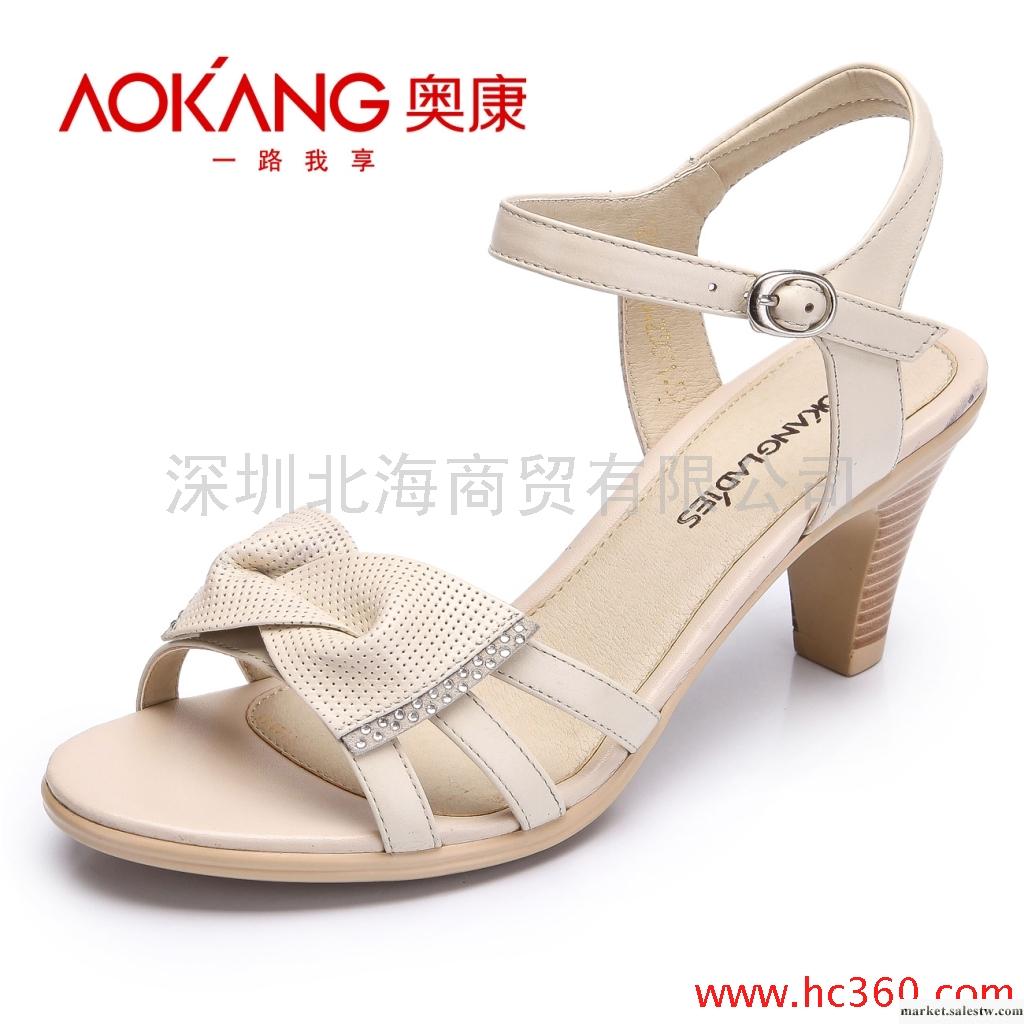 Aokang/奧康 正品真皮涼鞋  蝴蝶結 真皮女鞋 高跟女涼鞋包郵1003工廠,批發,進口,代購