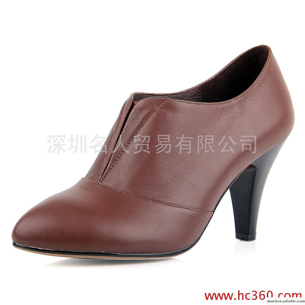 尚迪莎 2012新品女鞋 里外全皮舒適真皮鞋粗高跟牛皮OL女短靴D11工廠,批發,進口,代購