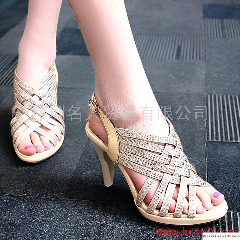 尚迪莎 2012新款時尚優雅魚嘴涼鞋 水鉆OL羅馬鏤空高跟女鞋工廠,批發,進口,代購