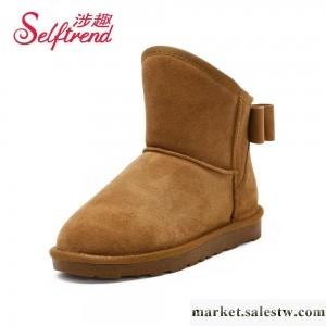 供應涉趣 2012秋冬新品雪地靴 蝴蝶結真皮短筒靴子 短靴女鞋W25898工廠,批發,進口,代購