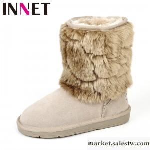 供應INNET/茵奈兒牛皮女鞋 8501RD 雪地靴秋冬季中筒靴清倉 百麗旗下工廠,批發,進口,代購