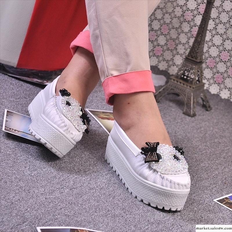 2012秋日系甜美水鉆熊貓水晶串珠單鞋厚底松糕鞋 坡跟糖果色女鞋工廠,批發,進口,代購