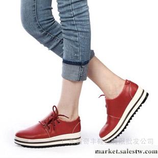 秋季新品女休閑低幫鞋純色軟面皮真皮皮鞋松糕底平跟系帶單鞋女鞋工廠,批發,進口,代購