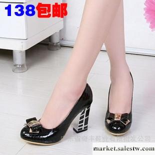 包郵2012秋新款星期六高跟女鞋 粗跟石頭紋牛漆皮蝴蝶結女單鞋工廠,批發,進口,代購