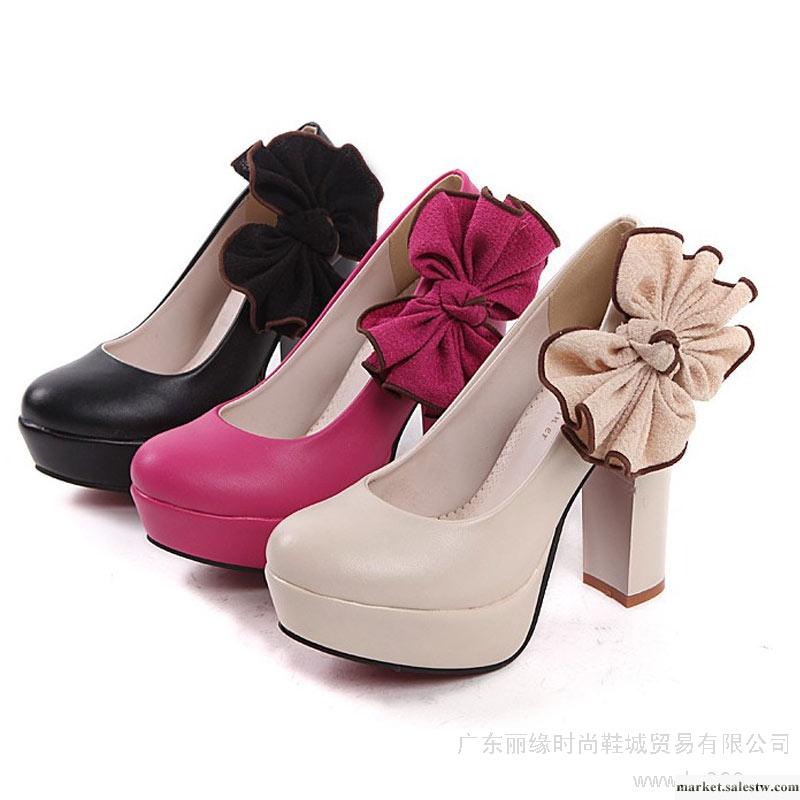厚底鞋女鞋2012防水臺單鞋高跟鞋韓國公主蝴蝶結粗跟鞋工廠,批發,進口,代購