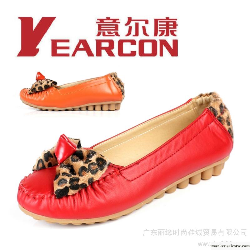 意爾康女鞋2012款單鞋 女鞋子豹紋蝴蝶結公主娃娃平底平跟真皮工廠,批發,進口,代購