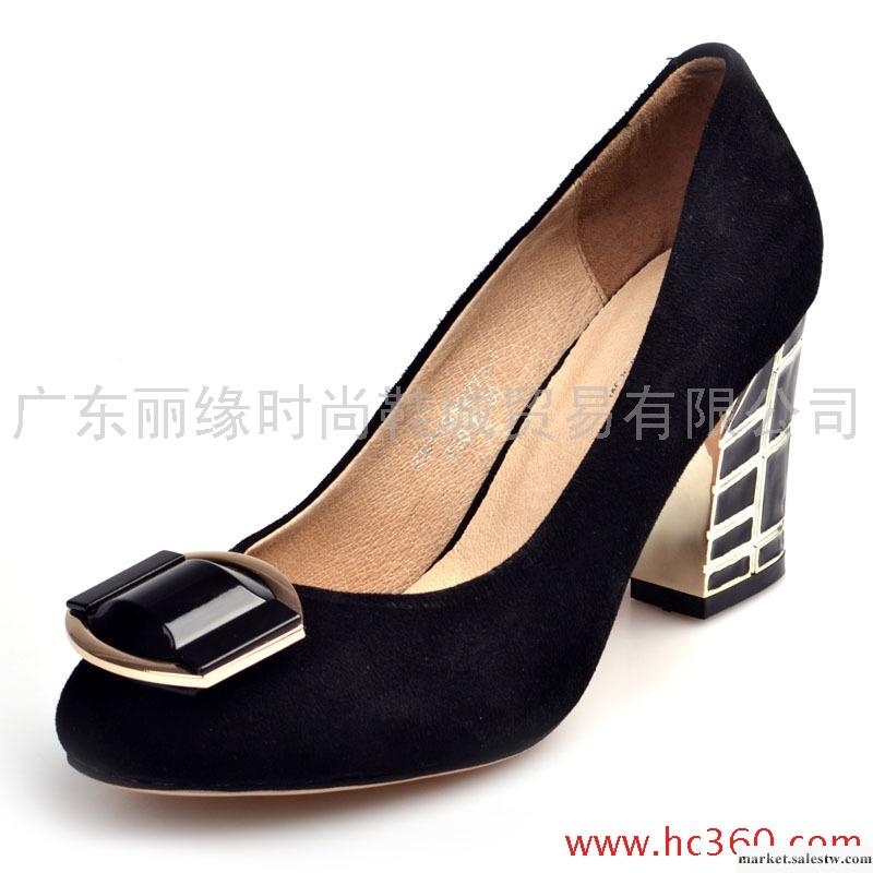 2012新款羊絨真皮女單鞋歐美高跟鞋女職業OL金屬粗跟女鞋工廠,批發,進口,代購