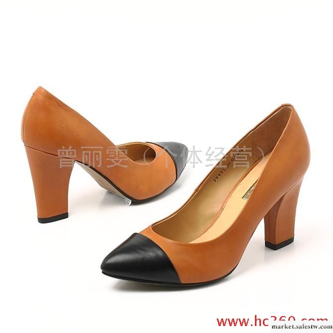 2012春款百麗正品牛皮色拼接淺口高跟尖頭職業單鞋女鞋3VV31D工廠,批發,進口,代購
