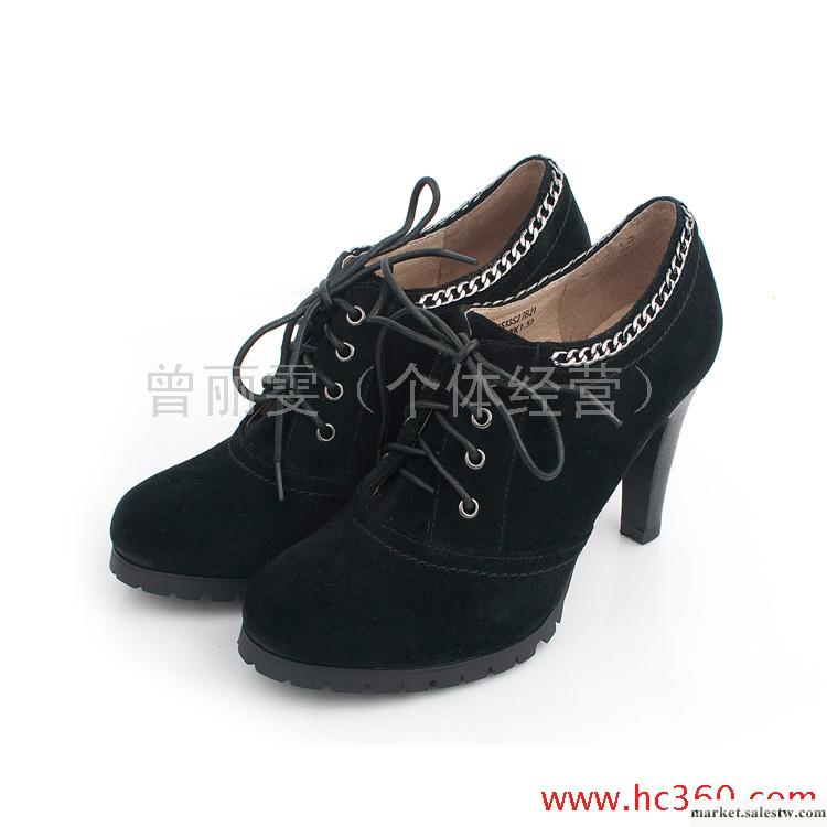 2011冬款正品 SS13S27B21絨面牛皮系帶鏈條厚底粗高跟深口女鞋工廠,批發,進口,代購