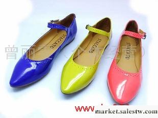2012春款思加圖正品 牛漆皮尖頭平跟百搭單鞋女鞋 EOS53工廠,批發,進口,代購