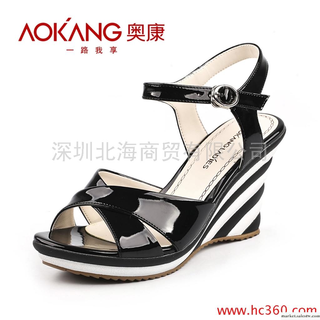 品牌特賣 Aokang/奧康 夏新款涼鞋 防水臺坡跟厚底鞋女鞋 1072工廠,批發,進口,代購