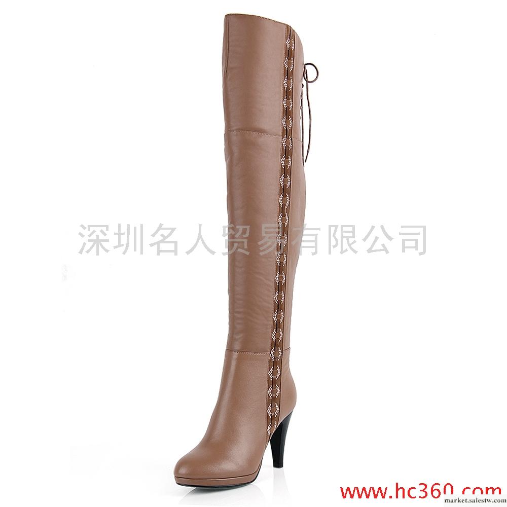 尚迪莎 牛皮防水臺高跟長筒女鞋 秋冬新品綁帶保暖過膝女靴子G3-6工廠,批發,進口,代購