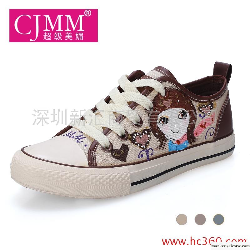 超級美媚 新品韓版休閑時尚百搭帆布鞋 低幫鞋 手繪鞋 女鞋 CJMM工廠,批發,進口,代購