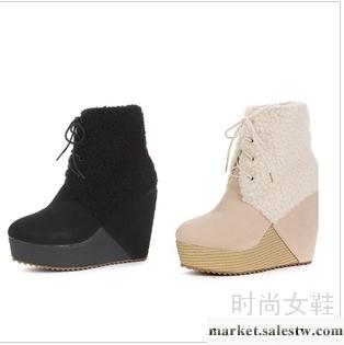 供應aimeidi秋冬女短靴 防水臺坡跟短靴高跟雪地靴 羊羔毛女鞋工廠,批發,進口,代購