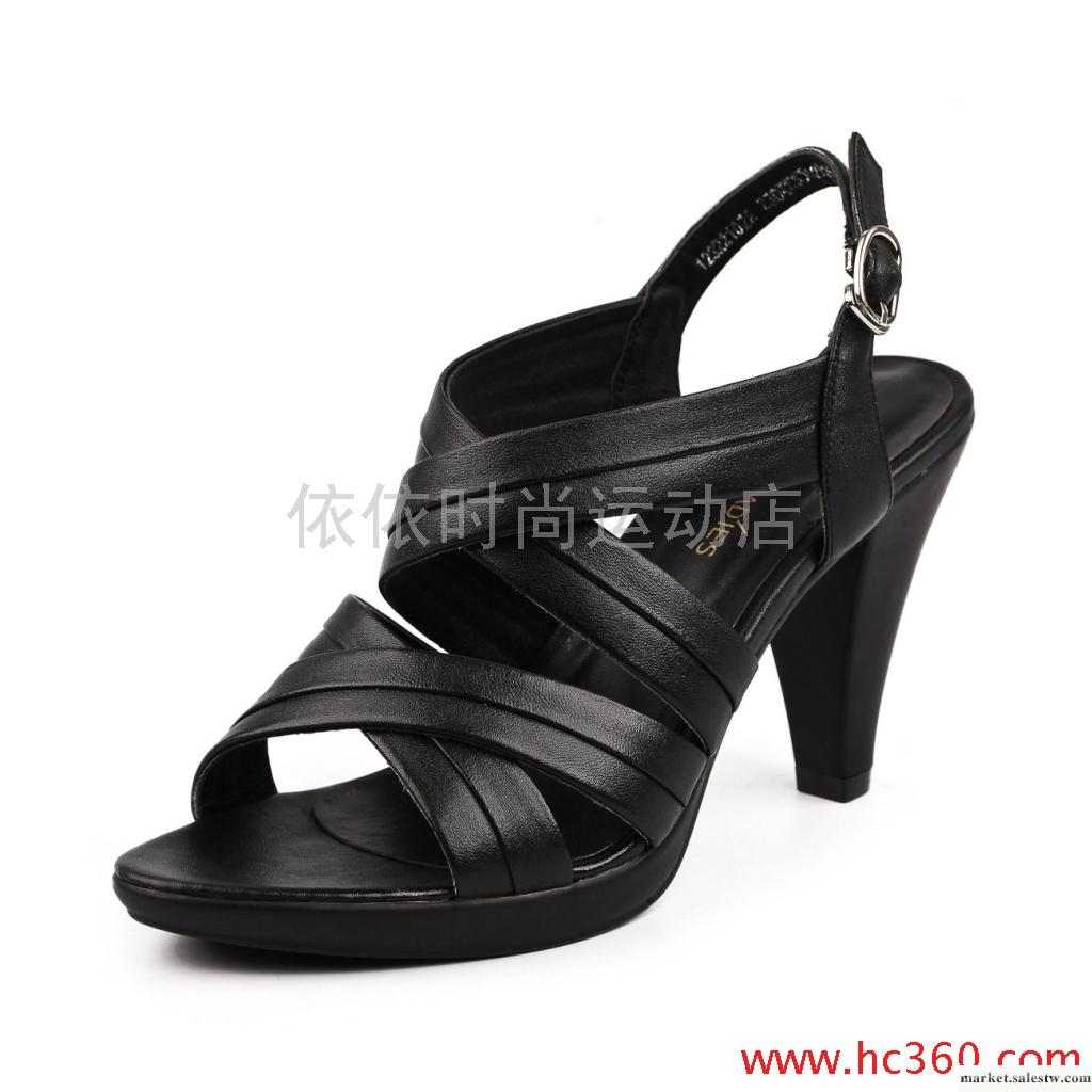 2012夏季新款 牛皮細帶羅馬鞋 粗跟高跟涼鞋子 專柜正品真皮女鞋工廠,批發,進口,代購