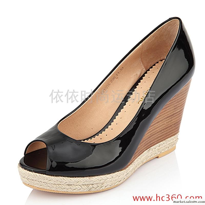 真牛皮漆皮高跟單鞋子 防水臺淺口鞋編織坡跟魚嘴鞋 高跟涼鞋女鞋工廠,批發,進口,代購