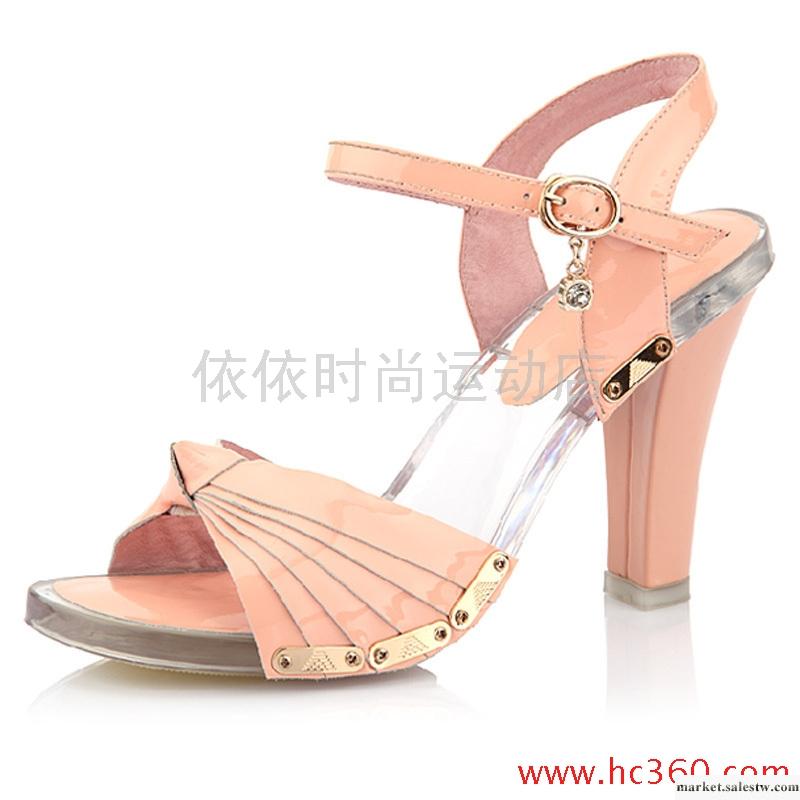 漆皮優雅拼接羅馬鞋 透明粗跟高跟涼鞋 公主水晶鞋牛皮真皮女鞋工廠,批發,進口,代購