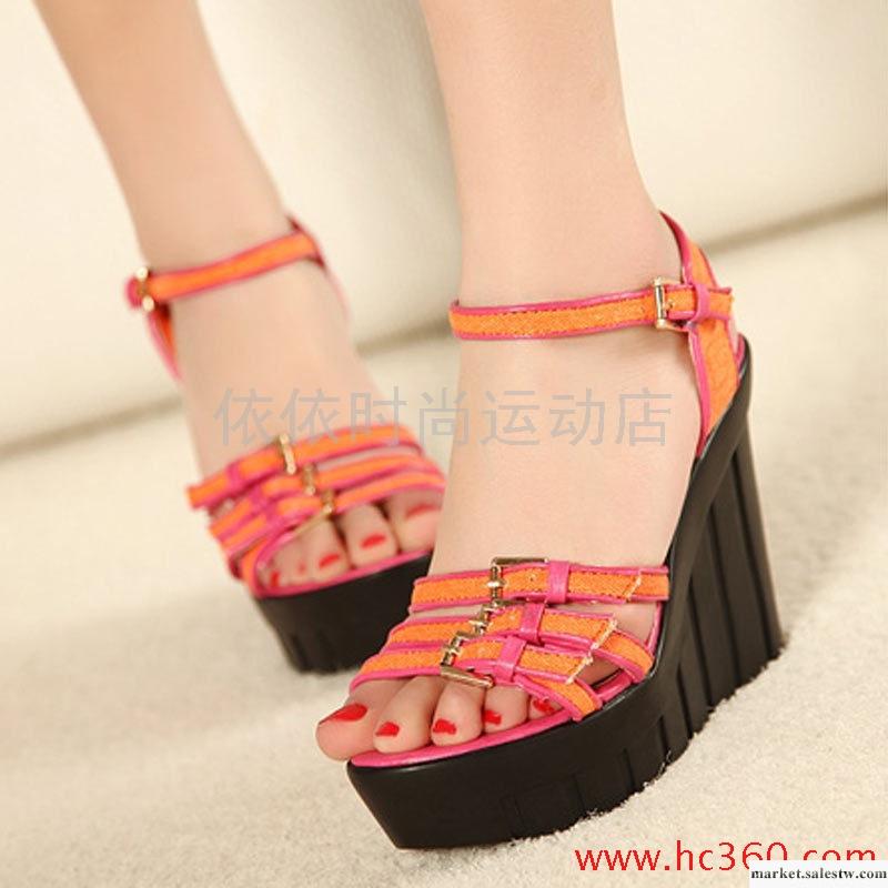 皮帶扣細帶鏤空羅馬鞋 防水臺厚底坡跟涼鞋子 2012夏季新款女鞋工廠,批發,進口,代購