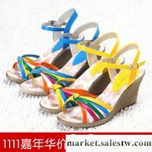 限量 夏季新款糖果色果凍涼鞋細帶羅馬風坡跟露趾坡跟涼鞋女鞋工廠,批發,進口,代購