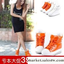 限量秋季新款 韓版時尚休閑厚底熒光色鉚釘漆皮高幫松糕女鞋 板鞋工廠,批發,進口,代購