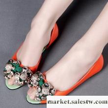 2012秋季新品 韓版時尚撞色魚嘴低跟蝴蝶結平底鞋涼鞋 船鞋 女鞋工廠,批發,進口,代購