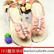 限量 夏季新款 時尚大顆串珠水鉆裝飾夾趾平底涼拖鞋 人字拖 女鞋工廠,批發,進口,代購