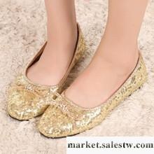 2012秋季新款 歐美風時尚休閑淺口蝴蝶結亮片方頭平跟女鞋 單鞋工廠,批發,進口,代購