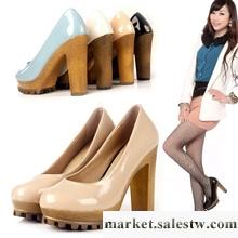 2012秋冬新款英倫甜美裸色厚底漆皮防水臺粗跟夜店超高跟單鞋女鞋工廠,批發,進口,代購