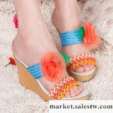 2012夏季新款 糖果甜美花朵涼拖鞋田園色拼接波西米亞防水臺女鞋工廠,批發,進口,代購