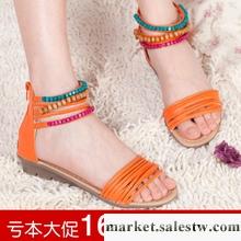 限量 夏季新款波西米亞串珠露趾坡跟低跟涼鞋羅馬風格糖果色女鞋工廠,批發,進口,代購