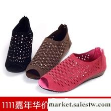 限量 春夏新款 時尚坡跟后拉鏈水鉆鏤空魚嘴涼鞋休閑舒適女鞋 單工廠,批發,進口,代購