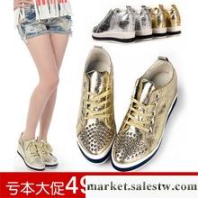 限量夏季新款單鞋韓版時尚百搭圓頭鉚釘休閑厚底內增高松糕鞋女鞋工廠,批發,進口,代購