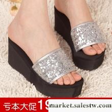 限量 夏季新款 韓版涼拖鞋歐美厚底松糕鞋高跟平底亮片女鞋 涼鞋工廠,批發,進口,代購