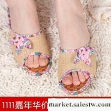 限量 夏季新款 時尚坡跟居家居室內涼拖鞋 花朵亞麻藤草女鞋 涼鞋工廠,批發,進口,代購