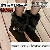 波爾諦奇2012新款冬女鞋 內增高女靴子 皮草短靴圓頭平跟馬靴8071工廠,批發,進口,代購