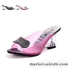 2012夏季新款 歐美時尚簡約水鉆裝飾鏤空高跟甜美淑女涼拖鞋 女鞋工廠,批發,進口,代購