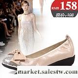 波爾諦奇專柜正品全牛皮蝴蝶結淺口蛇紋坡跟單鞋低跟真皮女鞋8949工廠,批發,進口,代購